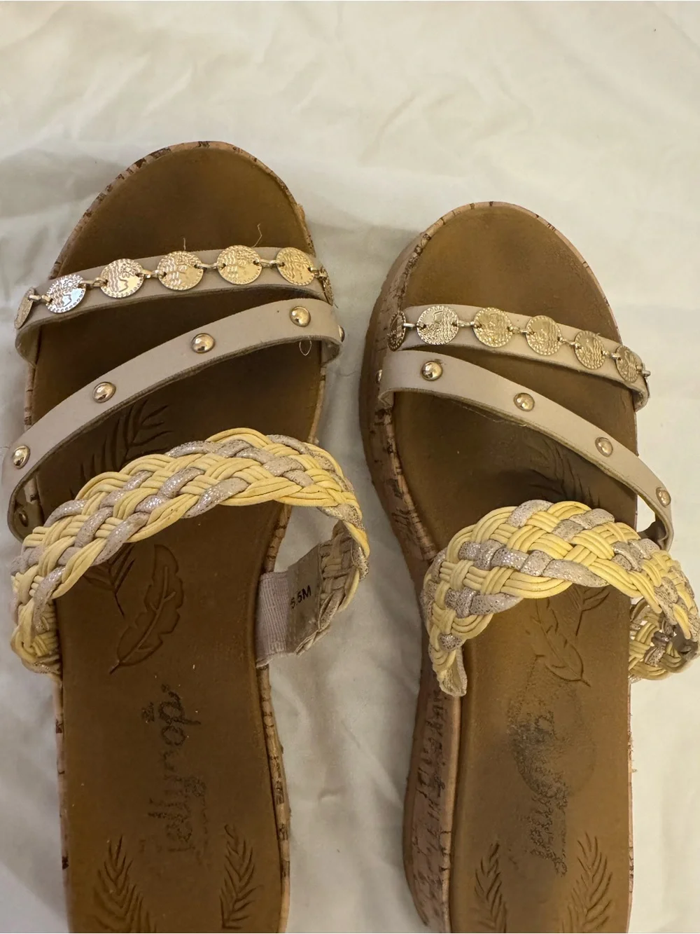 Jellypop Braided Yellow & Tan Platform Sandals